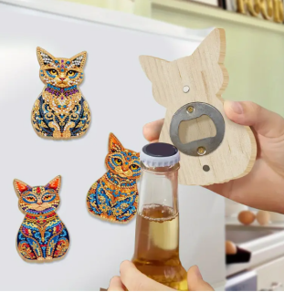 Preview: Diamond Painting Spezialflaschenöffner Katze
